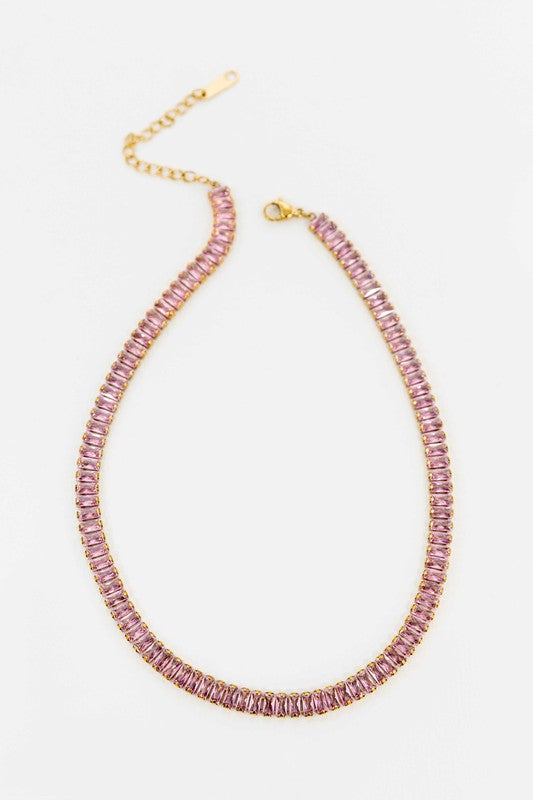 Baguette Stone Tennis Necklace