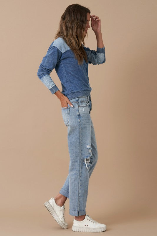 ROLLED UP BOYFRIEND JEANS