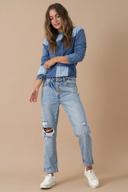 ROLLED UP BOYFRIEND JEANS