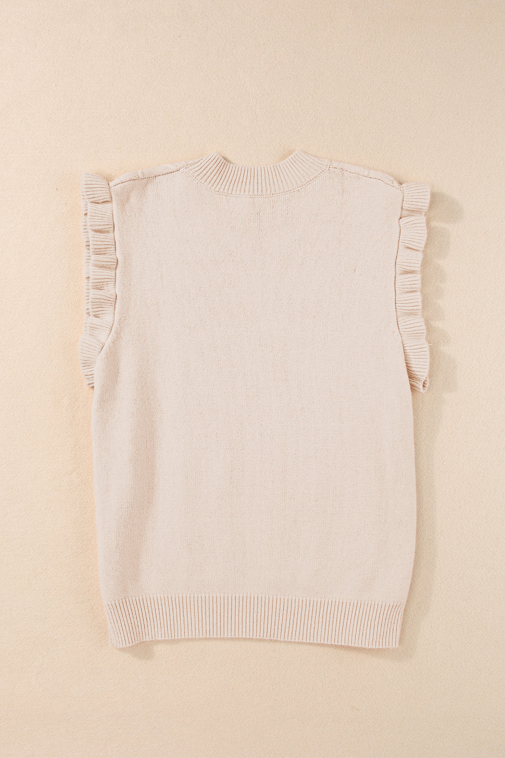 Parchment Cable Knit Mock Neck Cap Sleeve Sweater